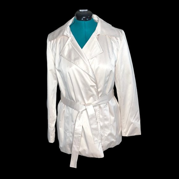 Calvin Klein Jackets & Blazers - Calvin Klein Latte Asymmetrical Belted Wrap Jacket